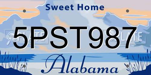 5PST987 Alabama License Plate