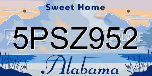 5PSZ952 Alabama License Plate