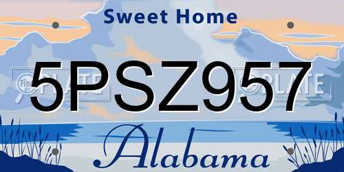 5PSZ957 Alabama License Plate