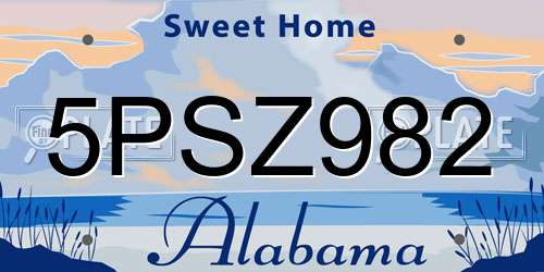 5PSZ982 Alabama License Plate
