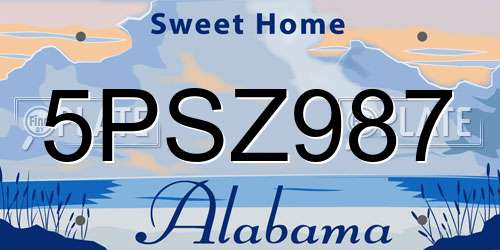 5PSZ987 Alabama License Plate