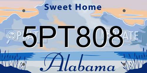 5PT808 Alabama License Plate