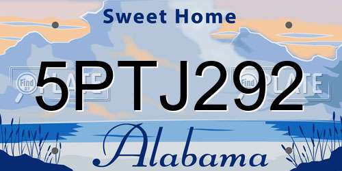 5PTJ292 Alabama License Plate