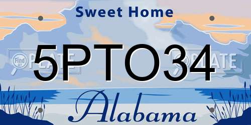 5PTO34 Alabama License Plate