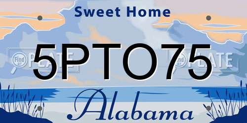 5PTO75 Alabama License Plate