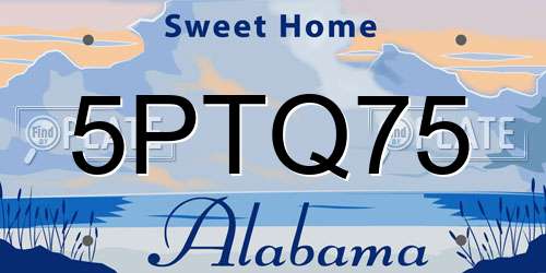 5PTQ75 Alabama License Plate