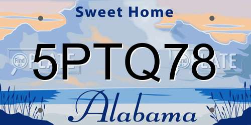 5PTQ78 Alabama License Plate