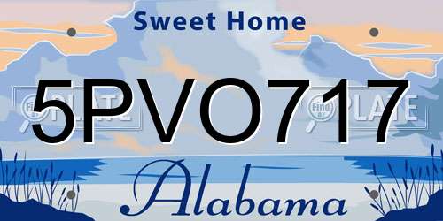 5PVO717 Alabama License Plate