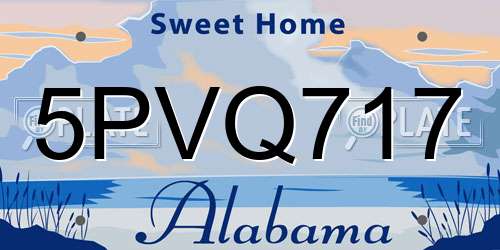 5PVQ717 Alabama License Plate