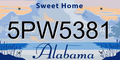 5PW5381 Alabama License Plate