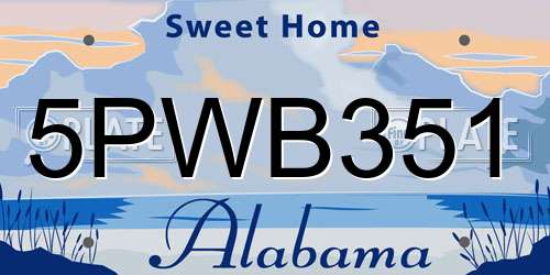 5PWB351 Alabama License Plate
