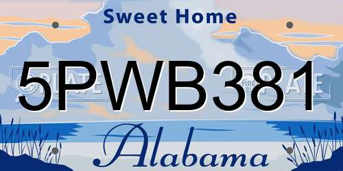 5PWB381 Alabama License Plate