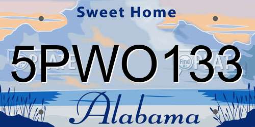5PWO133 Alabama License Plate