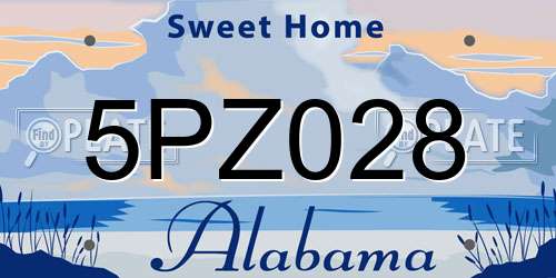 5PZ028 Alabama License Plate