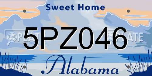 5PZ046 Alabama License Plate