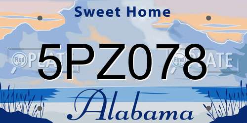 5PZ078 Alabama License Plate