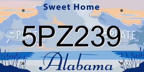5PZ239 Alabama License Plate