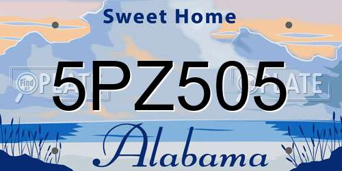 5PZ505 Alabama License Plate