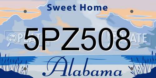 5PZ508 Alabama License Plate