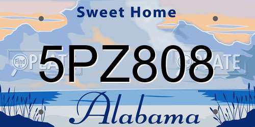 5PZ808 Alabama License Plate