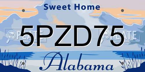 5PZD75 Alabama License Plate