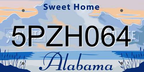 5PZH064 Alabama License Plate