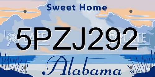 5PZJ292 Alabama License Plate