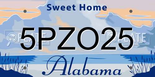 5PZO25 Alabama License Plate