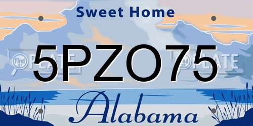 5PZO75 Alabama License Plate