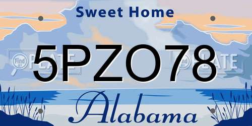 5PZO78 Alabama License Plate