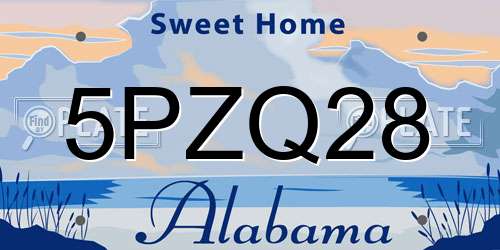5PZQ28 Alabama License Plate