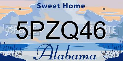 5PZQ46 Alabama License Plate