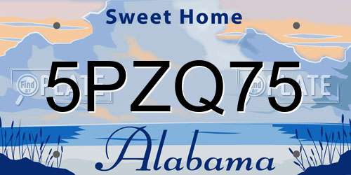 5PZQ75 Alabama License Plate