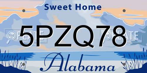 5PZQ78 Alabama License Plate