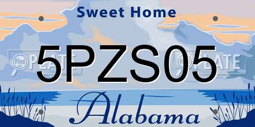 5PZS05 Alabama License Plate