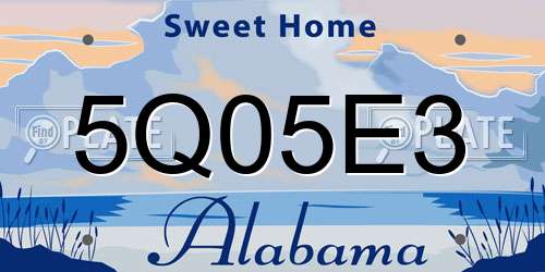 5Q05E3 Alabama License Plate