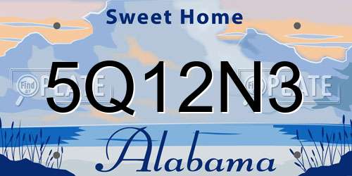 5Q12N3 Alabama License Plate