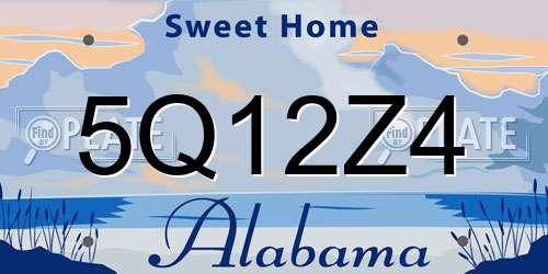 5Q12Z4 Alabama License Plate