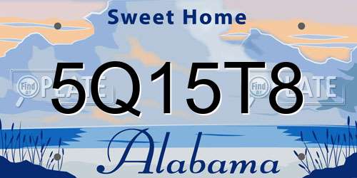5Q15T8 Alabama License Plate