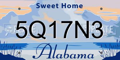 5Q17N3 Alabama License Plate