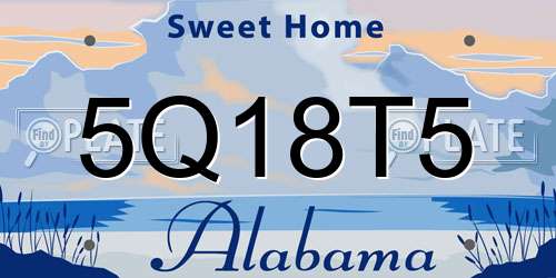 5Q18T5 Alabama License Plate