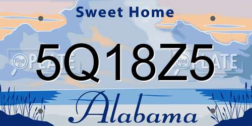 5Q18Z5 Alabama License Plate