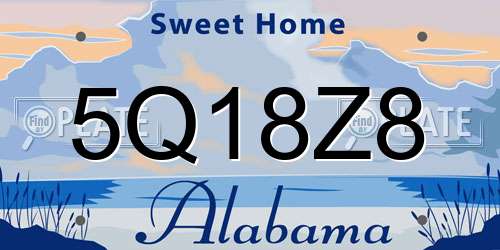 5Q18Z8 Alabama License Plate