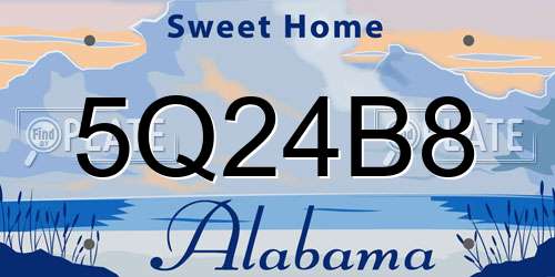 5Q24B8 Alabama License Plate