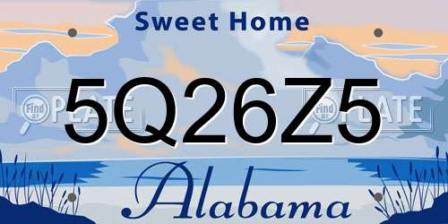 5Q26Z5 Alabama License Plate