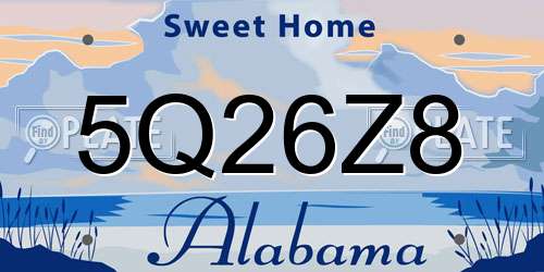 5Q26Z8 Alabama License Plate