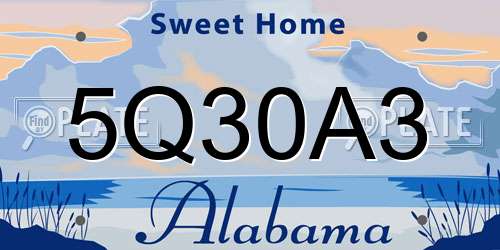 5Q30A3 Alabama License Plate