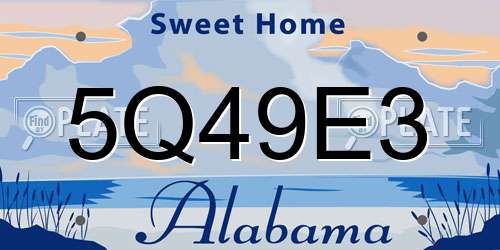 5Q49E3 Alabama License Plate