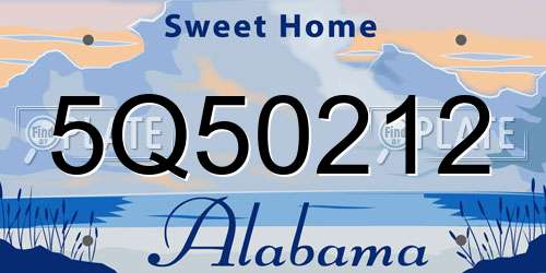 5Q50212 Alabama License Plate