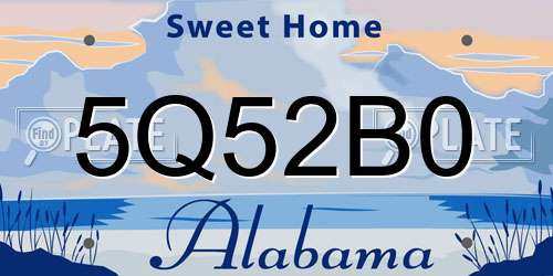 5Q52B0 Alabama License Plate